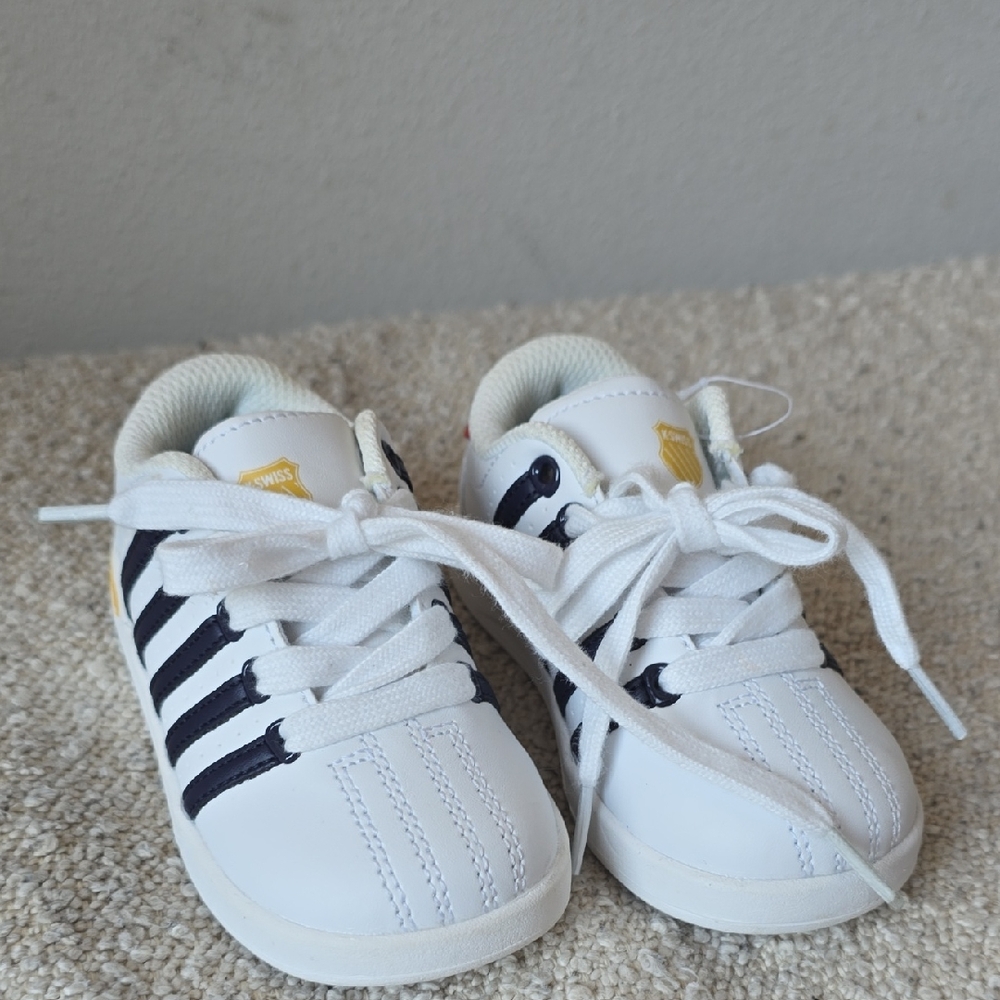 K Swiss Kids White and Navy Sneakers